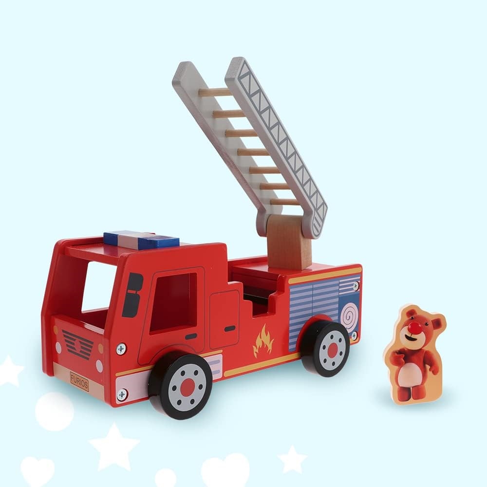 TREFL Zabawka drewn.Fire truck Bobaski i Miś 61700