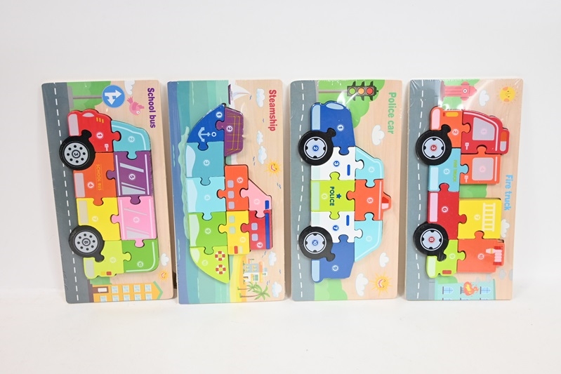 Puzzle pojazdy 11x22cm 6rodz HPAW01 44195