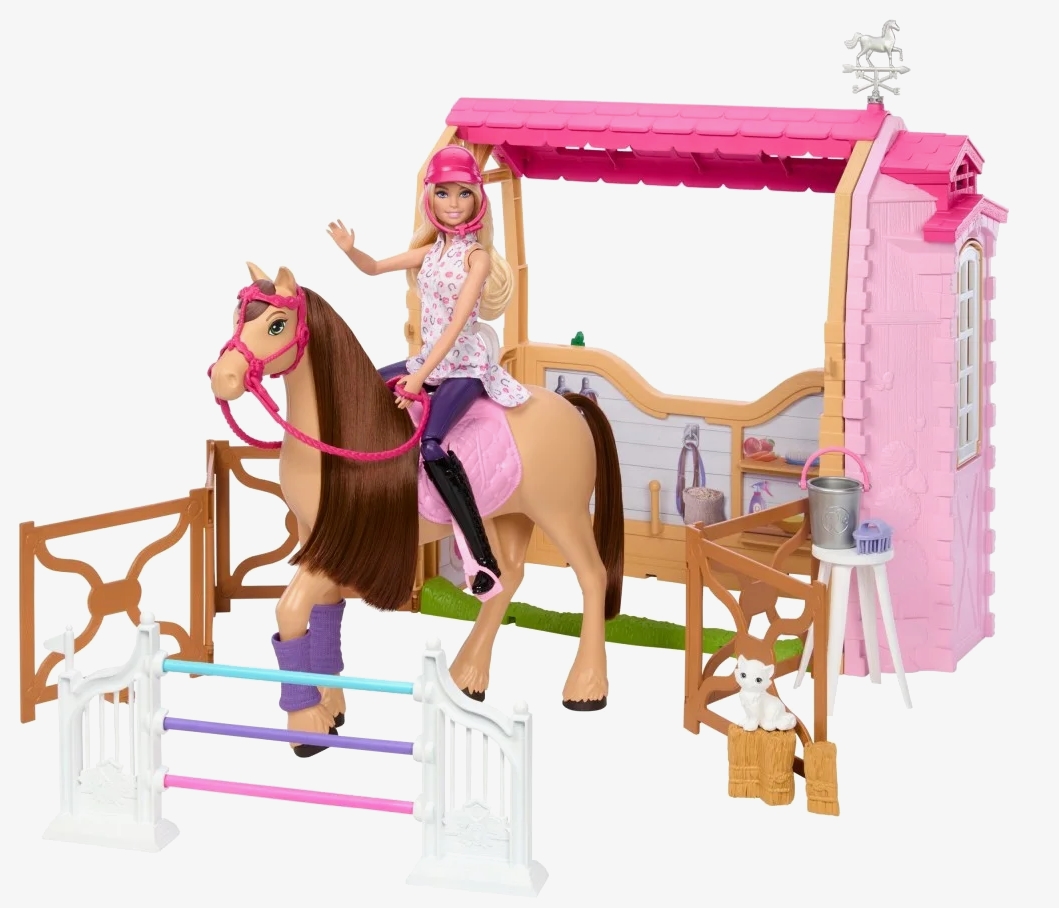 Barbie lalka + konik + stajnia HXJ44 /2