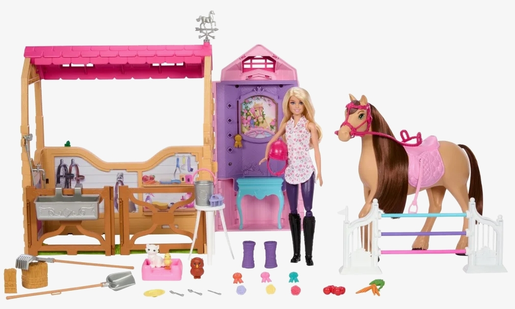 Barbie lalka + konik + stajnia HXJ44 /2