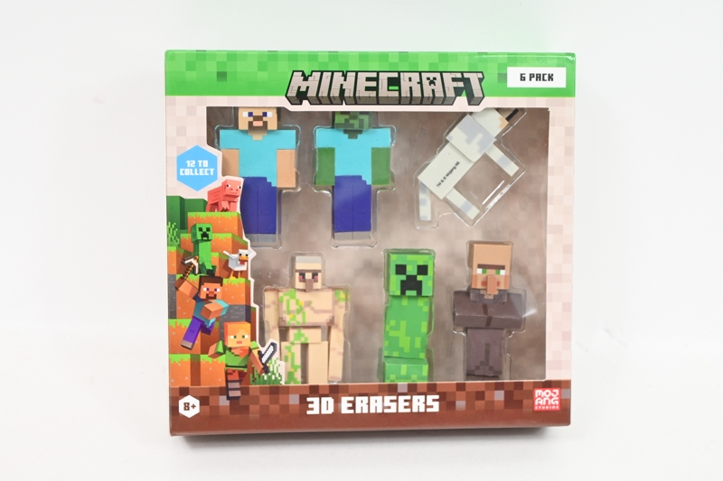 MINECRAFT 3D Erasers 6pack DeluxeBox vA 10937
