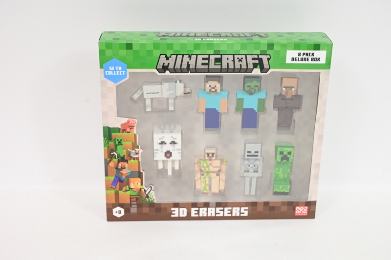 MINECRAFT 3D Erasers 8pack DeluxeBox vA 10944
