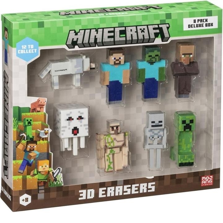 MINECRAFT 3D Erasers 8pack DeluxeBox vA 10944