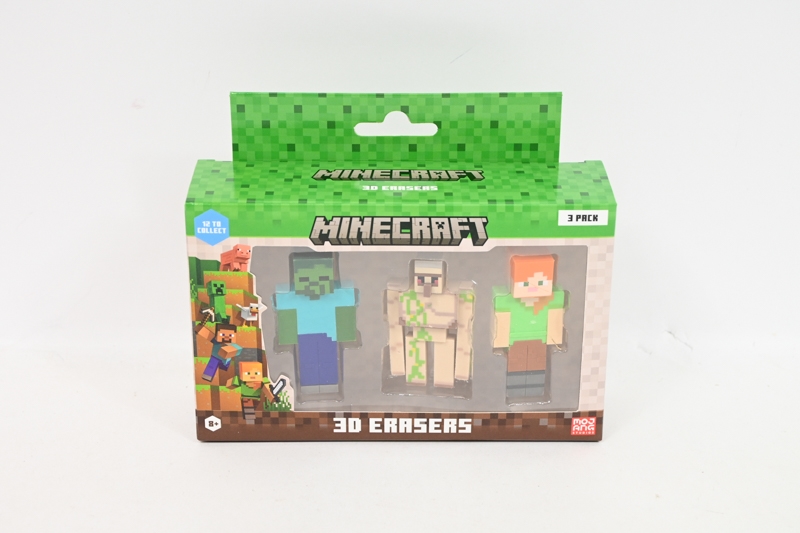 MINECRAFT 3D Erasers 3pack C 14249