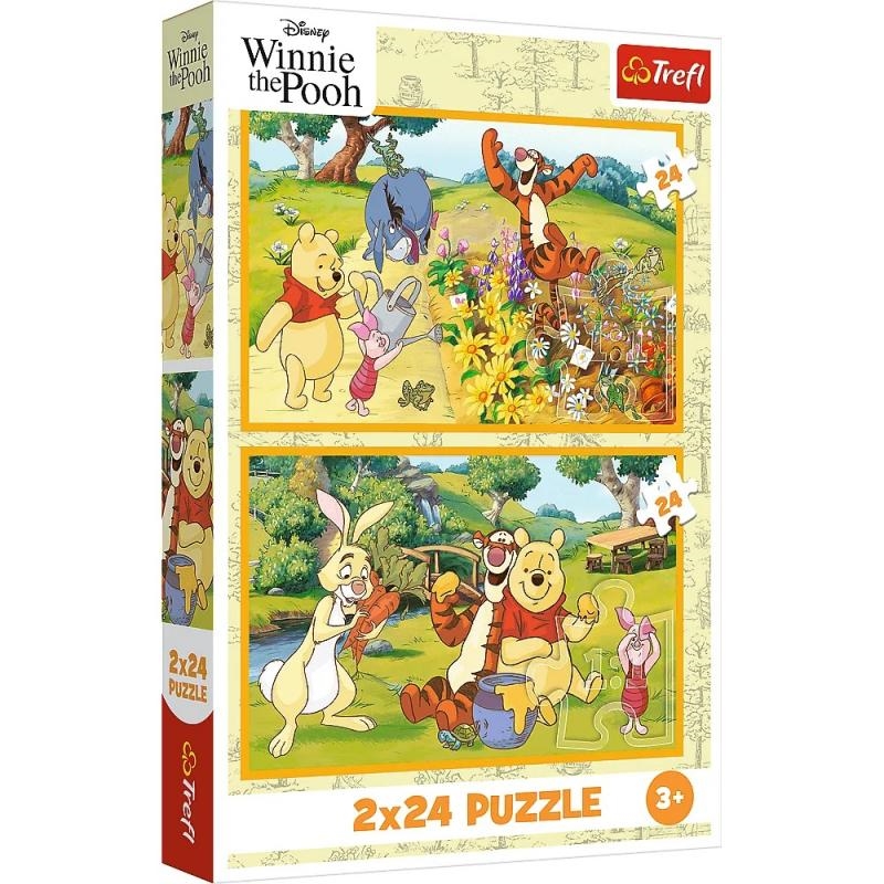 PUZZLE 2x24 Dzień w ogrodzie/Winnie the Pooh 34436