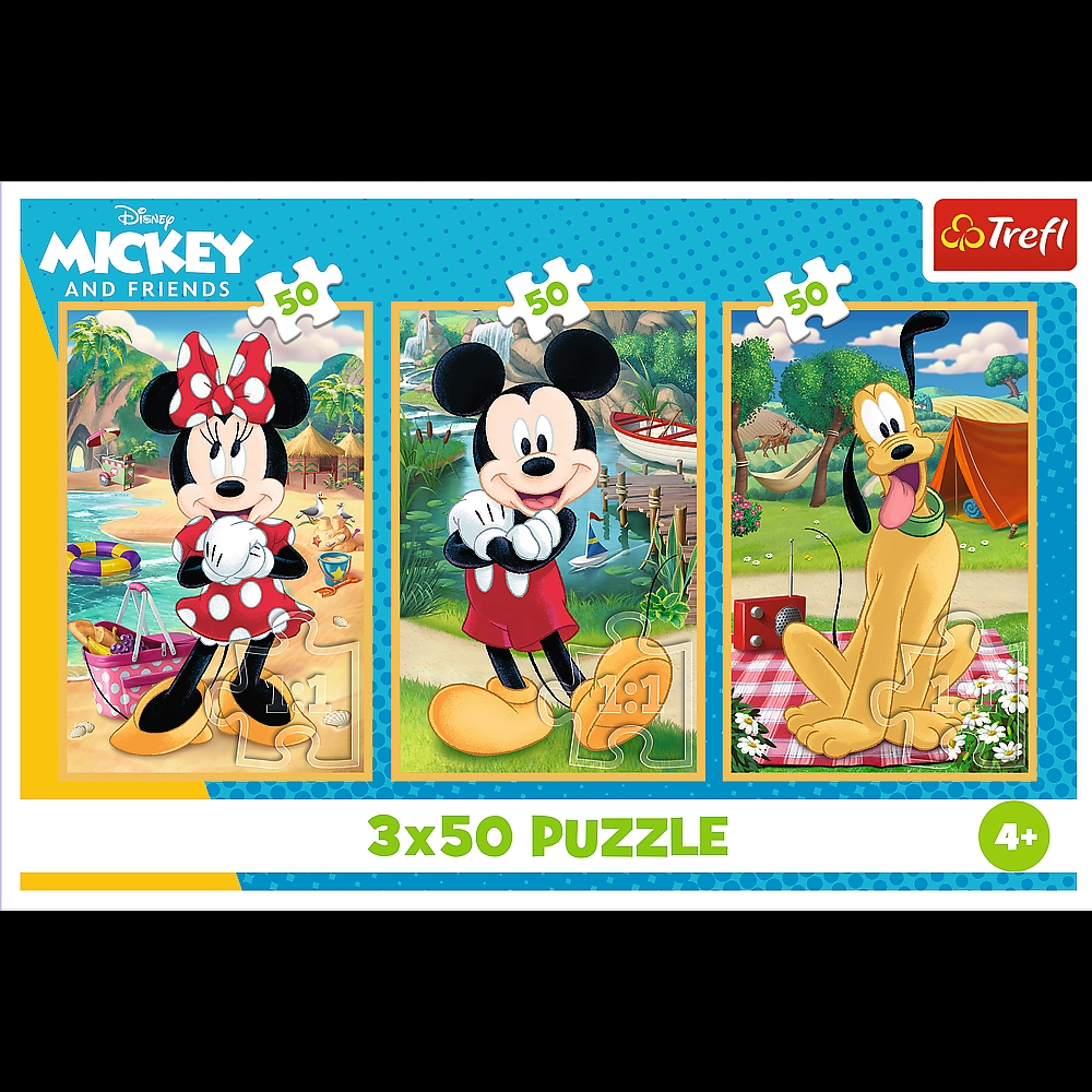 PUZZLE 3x50 Myszki na wakacjach /Disney 34881