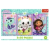 PUZZLE 3x50 Poznajcie Gabby i kotki 34876