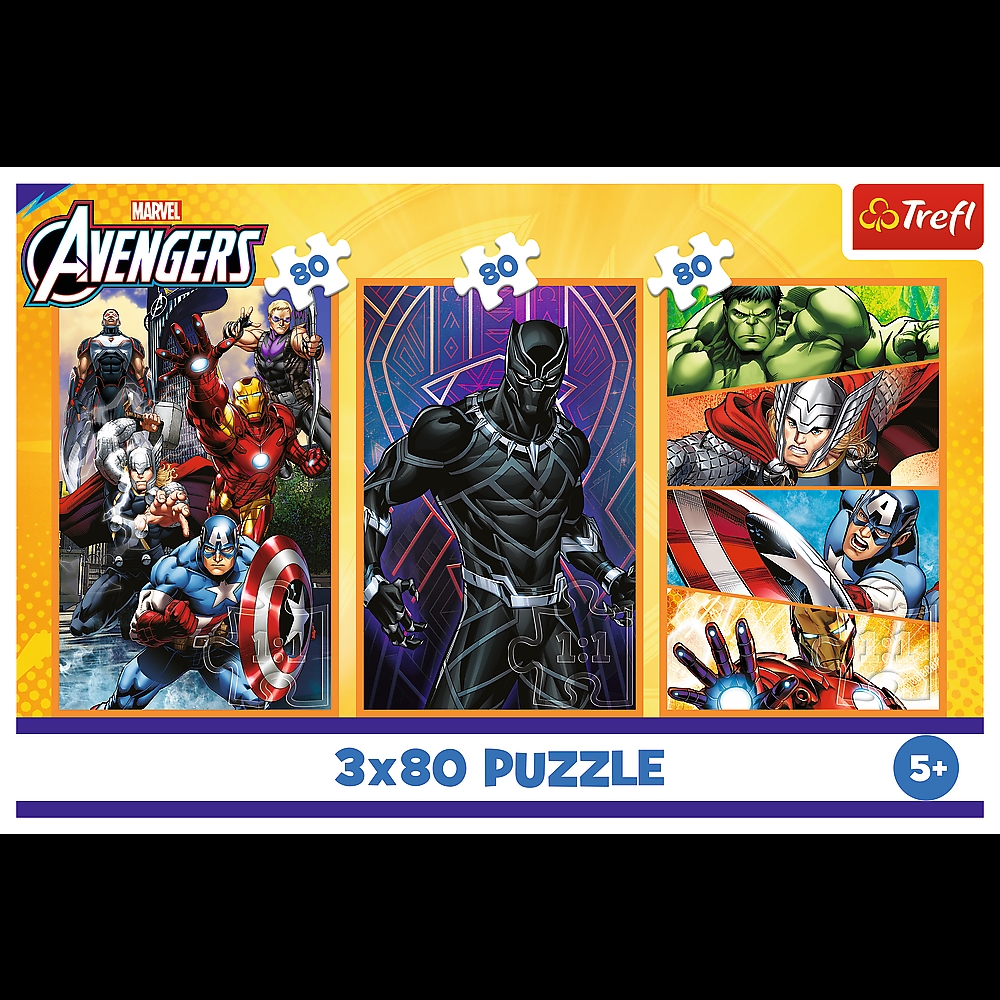 Puzzle - 3x80 - Dni pełne akcji - Disney Marvel Th