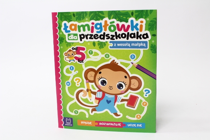 Łamigłówki dla przedszkol.z wesołą małpką 34513