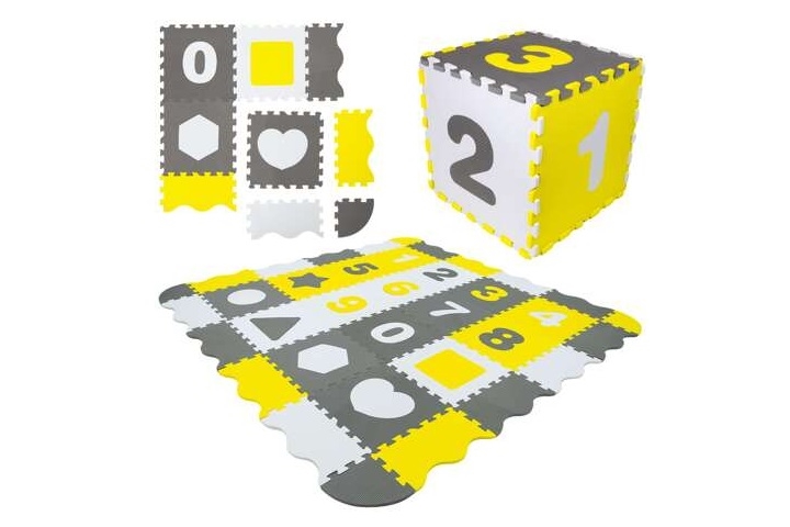 Mata puzzlowa 16 elem.30x30 szary kojec 34405