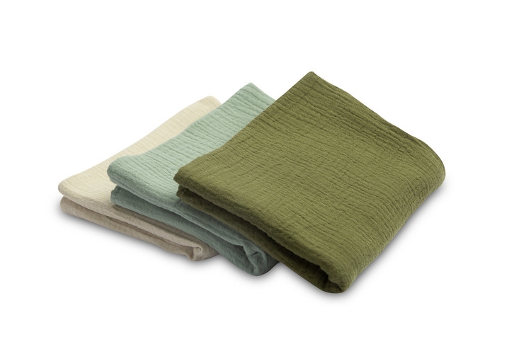 SENSILLO PIELUCHY MUŚLINOWE GŁADKIE ZIELONE 3 SZT