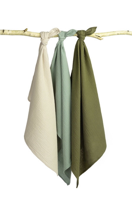 SENSILLO PIELUCHY MUŚLINOWE GŁADKIE ZIELONE 3 SZT