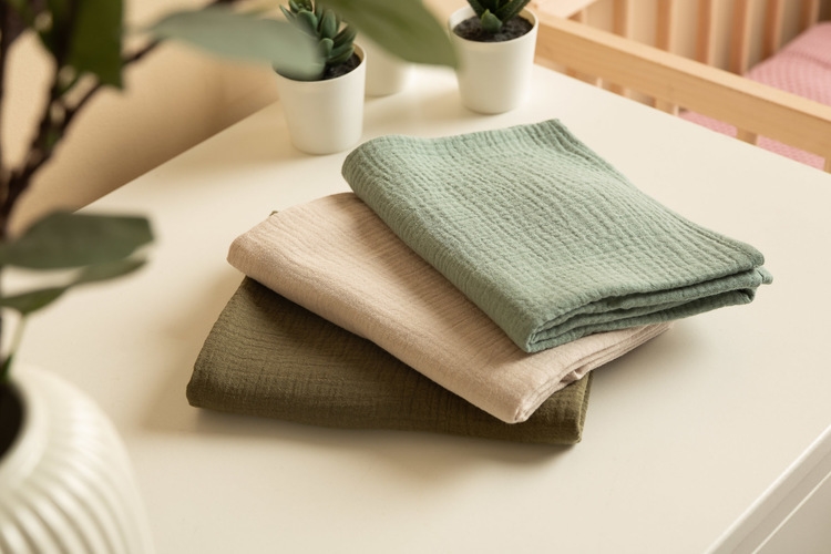 SENSILLO PIELUCHY MUŚLINOWE GŁADKIE ZIELONE 3 SZT