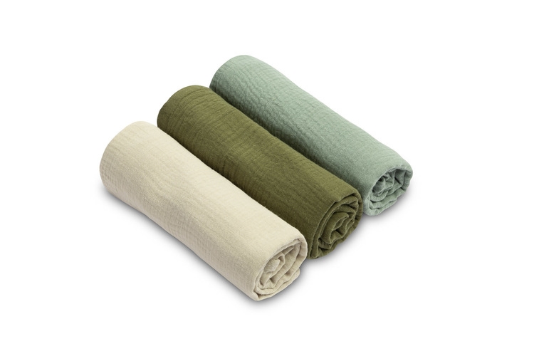 SENSILLO PIELUCHY MUŚLINOWE GŁADKIE ZIELONE 3 SZT