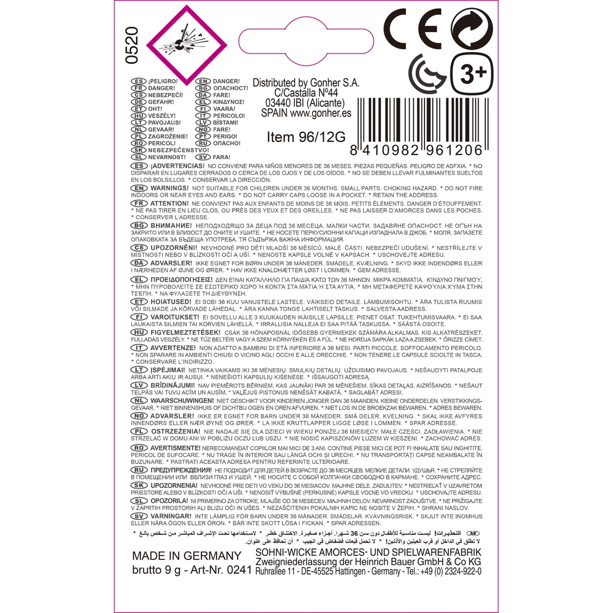 GONHER naboje do bębenka 12-strz(96szt) 96/12N