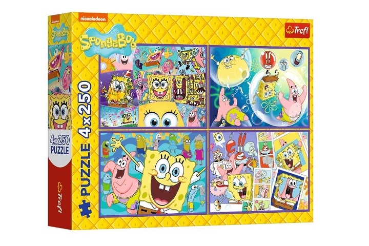 PUZZLE 4x250 Szalony świat Sponge Boba 13342