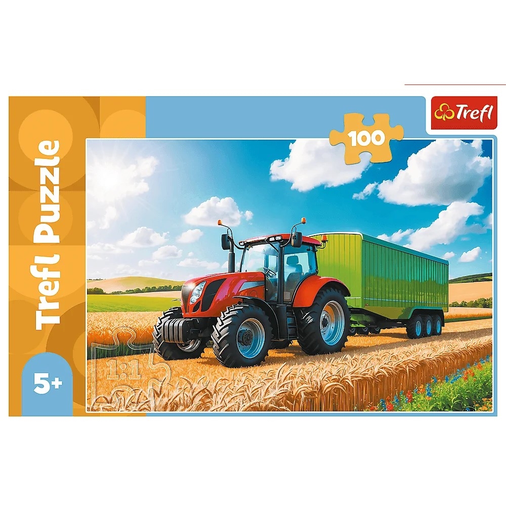 Puzzle 100 Traktor z przyczepą TREFL