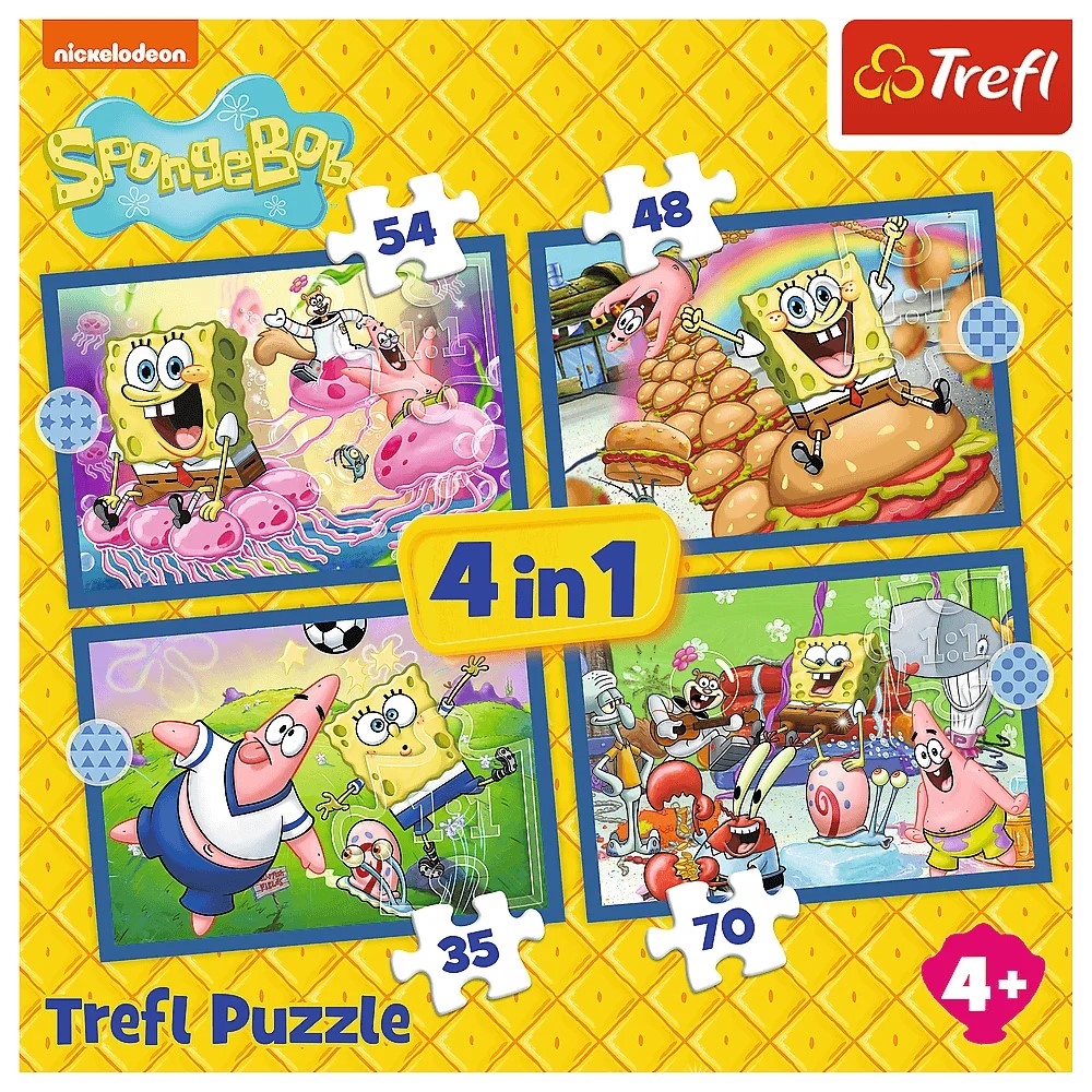 Trefl Puzzle 4w1 Podwodne życie SpongeBoba 34674
