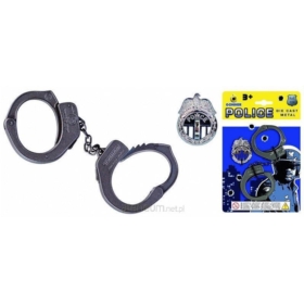 Metalowe kajdanki policyjne z odznaką