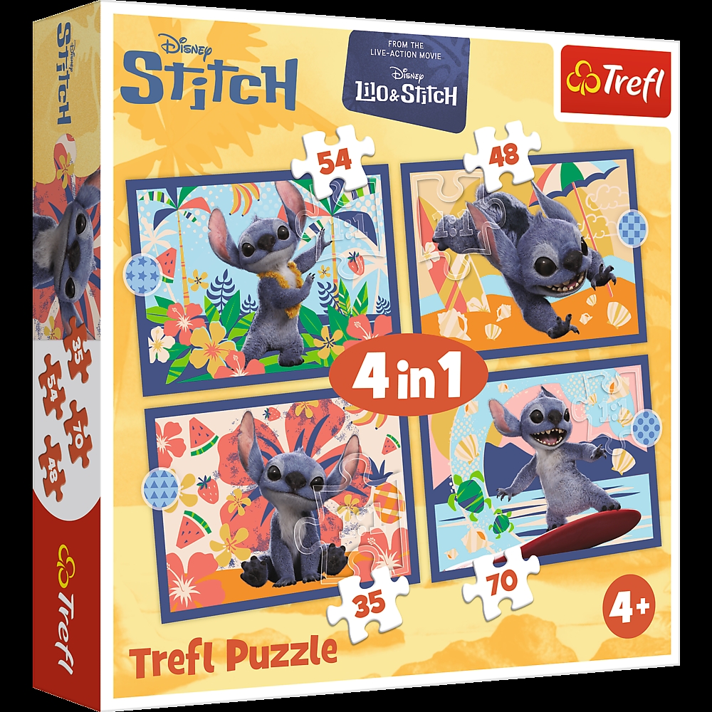 PUZZLE 4w1 Wakacje na Hawajach/Disney Stitch 34666