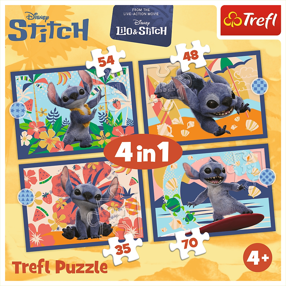 PUZZLE 4w1 Wakacje na Hawajach/Disney Stitch 34666