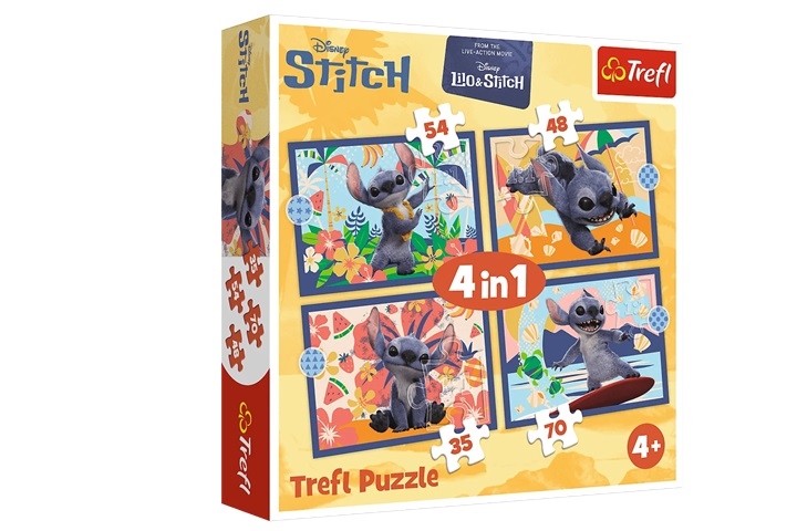 PUZZLE 4w1 Wakacje na Hawajach/Disney Stitch 34666
