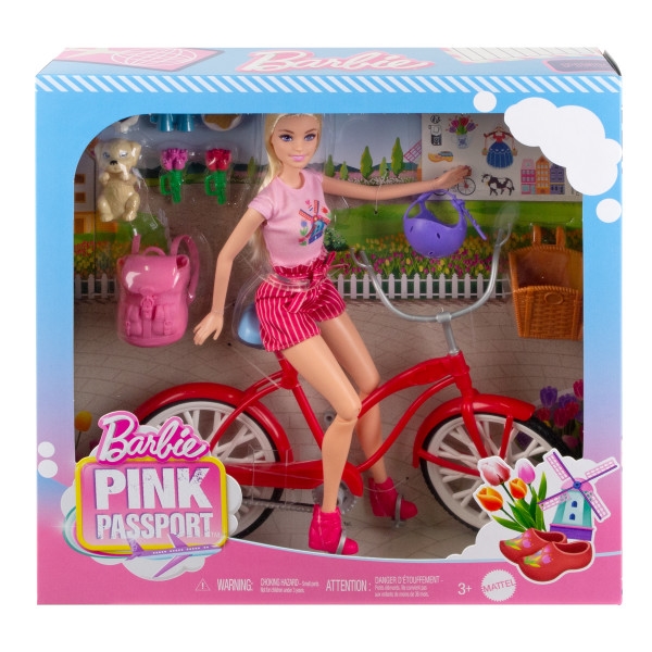 Barbie lalka Pink Passport na rowerze HWJ00 /3