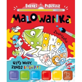 Farbki i pędzelek. Malowanka. Użyj wody, zbudź...