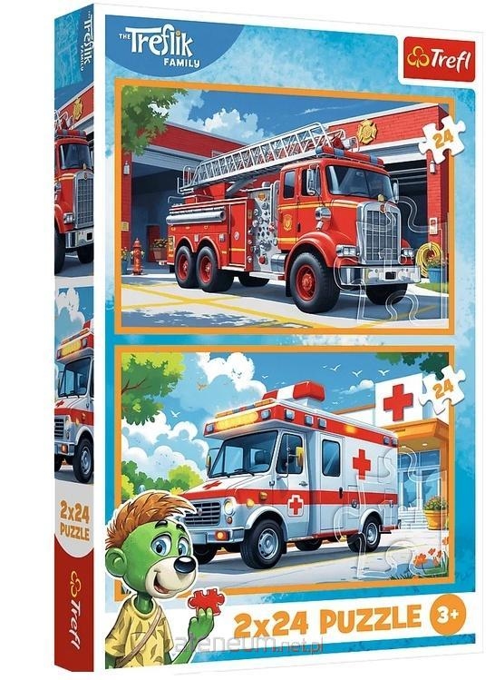 Puzzle 2x24 Wóz strażacki i karetka 34447