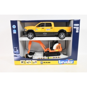 BRUDER Dodge RAM 2500 serwis+przycz+koparka 02546