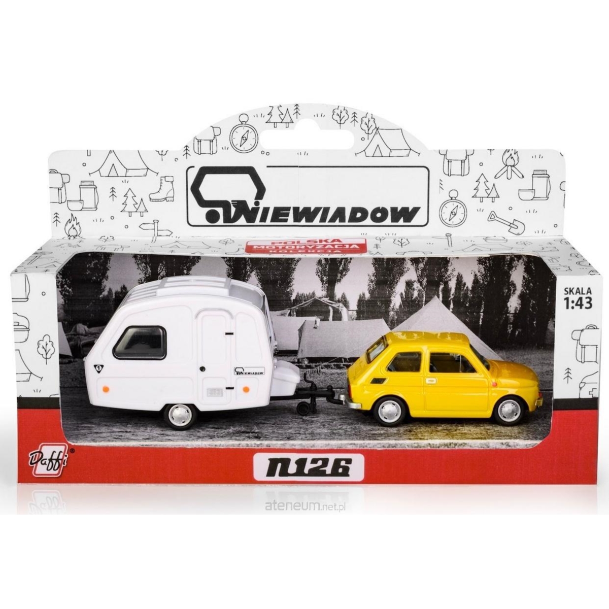 Fiat 126p + przyczepa Niewiadów Kemping żółty