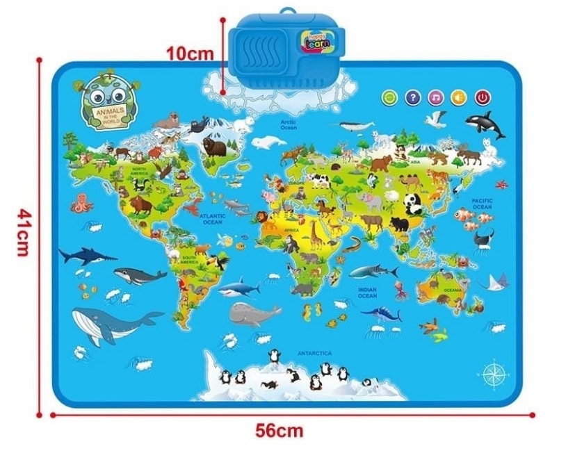 Interaktywna mapa zwierząt świata 56x41cm