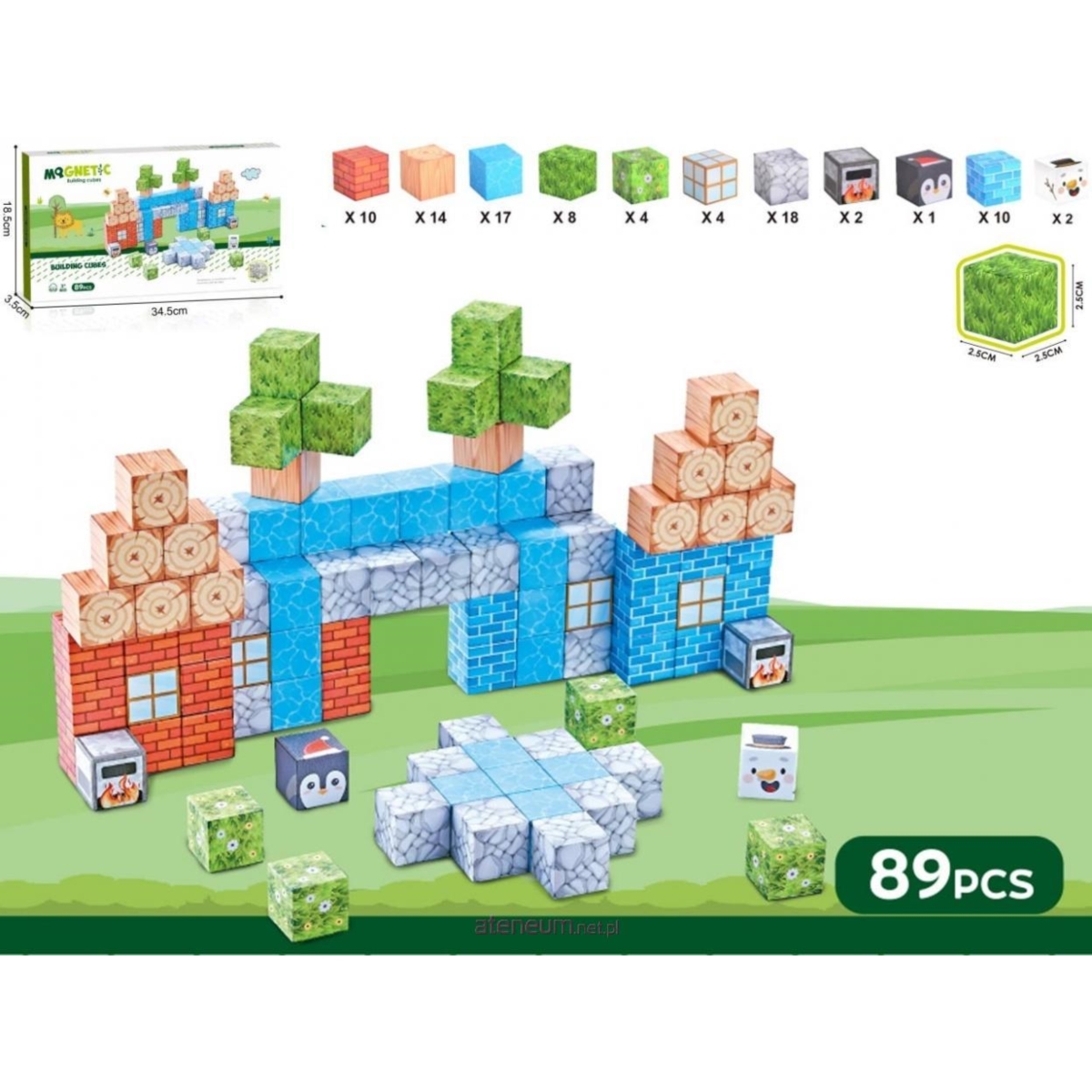 Klocki magnetyczne kostki 3D 89el