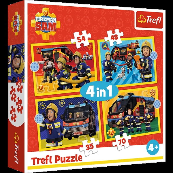 PUZZLE 4w1 Strażak na sygnale /Strażak Sam 34348