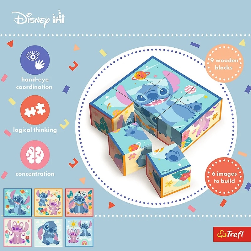 TREFL Zabawka drewn.Block puzzle Lilo_Stitch 62083