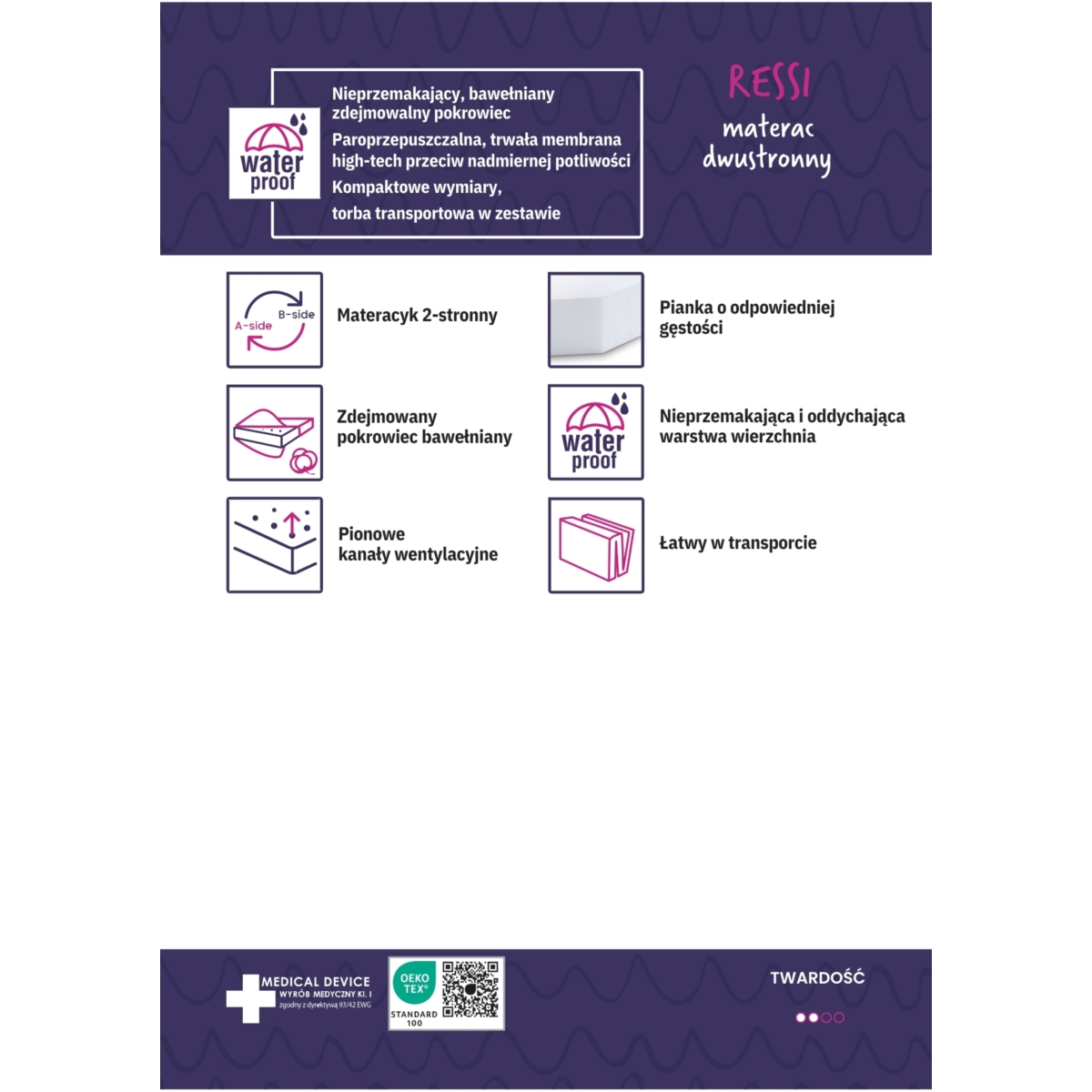 MATEX MATERAC REHABILITACYJNY RESSI 120X60X6