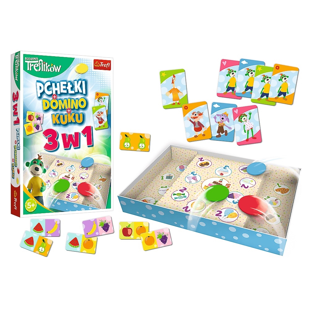 Gra 3w1 Domino Pchełki Kuku Rodzina Treflików 0192