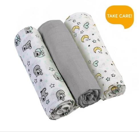 BABYONO PIELUSZKI MUŚLINOWE 3-PAK 348/01