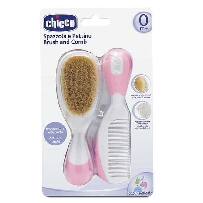 CHICCO SZCZOTKA NATURALNE WŁOSIE RÓŻOWA