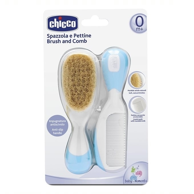 CHICCO SZCZOTKA NATURALNE WŁOSIE NIEBIESKA