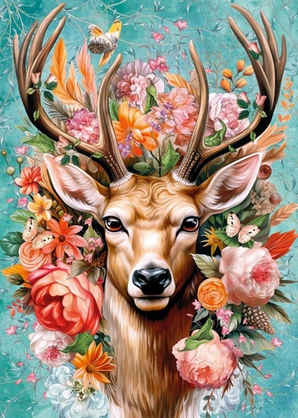PUZZLE 1000 FLOWER DEER