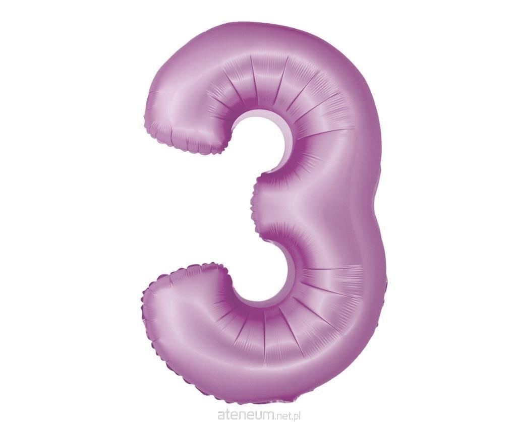 BALON FOLIOWY CYFRA 3 MATOWY LAWENDOWY