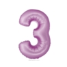 BALON FOLIOWY CYFRA 3 MATOWY LAWENDOWY
