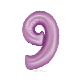 BALON FOLIOWY CYFRA 9 MATOWY LAWENDOWY