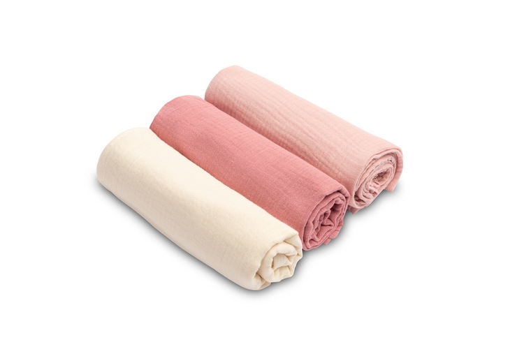 SENSILLO PIELUSZKI MUŚLINOWE GŁADKIE RÓŻ 3 SZT