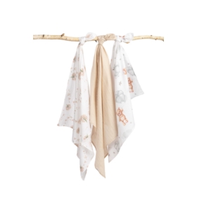 SENSILLO PIELUCHA MUŚLINOWA SZARO-BEŻOWY MIŚ 3 SZT