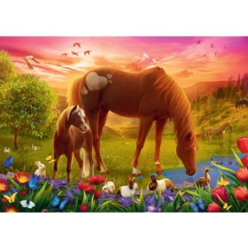 PUZZLE 500 Konie na łące 37451