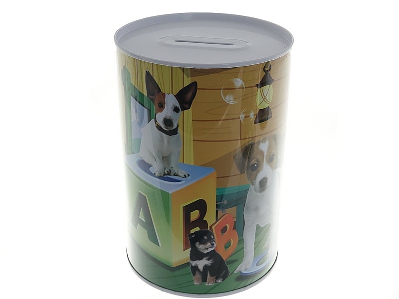 Skarbonka metalowa 14,5x10cm psy i koty MIX