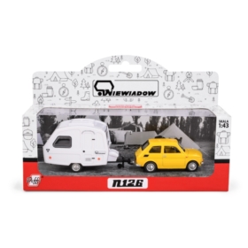 Fiat 126p + przyczepa Niewiadów Kemping żółty