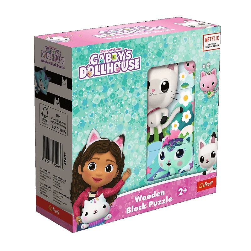 TREFL Zabawka drewn.Block puzzle KociD.Gabby 62007